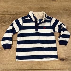 CARTER'S Boys Fleece Pullover Sweater ~ Navy and White Stripes Sherpa Collar 24M